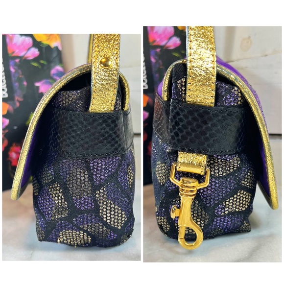 |SOLD| Dolce & Gabbana Crystal Studded Logo Suede & Leather Adjustable Bag - Picture 2 of 10